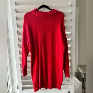 LIKE NEW BP Shimmering RED Turtleneck Sweater Dress Long Sleeve Knit